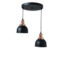 Rys Retro Metal 2 li Bakır Duylu Dekoratif Rustik Sarkıt Avize Çap :30 cm (Burnt Olive)