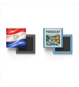 Buzdolap Magnetleri - Paraguay Bayrağı ve Asunción Posta Pulu Tema - 2'li Set Magneti