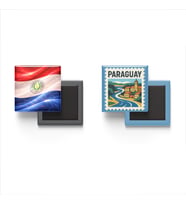 Buzdolap Magnetleri - Paraguay Bayrağı ve Asunción Posta Pulu Tema - 2'li Set Magneti