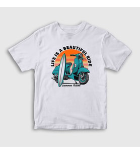 Presmono Unisex Çocuk Beyaz Summer Lambretta Motorsiklet Scooter T-Shirt 444579tt