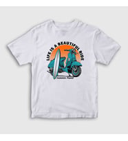 Presmono Unisex Çocuk Beyaz Summer Lambretta Motorsiklet Scooter T-Shirt 444579tt
