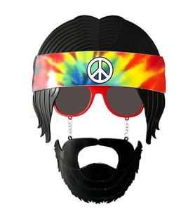 Siyah Saçlı Bandana Tasarımlı Hippi Parti Gözlüğü 26x18 cm