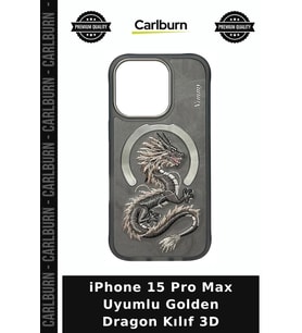 iPhone 15 Pro Max Uyumlu Golden Dragon Kılıf 3D Cihaz Aksesuarı Cep Koruyucu Akıllı Kap