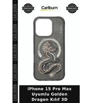 iPhone 15 Pro Max Uyumlu Golden Dragon Kılıf 3D Cihaz Aksesuarı Cep Koruyucu Akıllı Kap