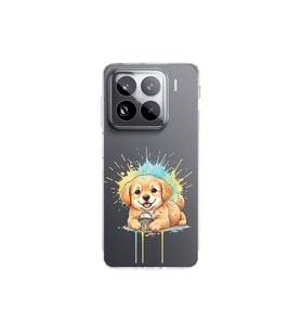 Xiaomi Mi 14 Pro ile Uyumlu Splash Köpek Tasarımlı Şeffaf Silikon Kılıf