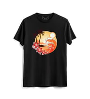 Palmiye Resim Baskılı Çocuk Siyah Tshirt 