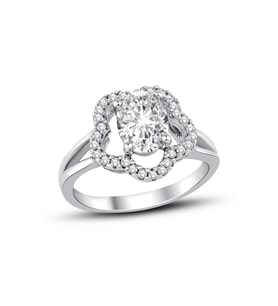Sky Diamond Etrafı Pırıltılı Taşlarla Süslenmiş Çiçek Montür Tektaş