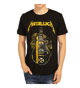 Bant Giyim - Metallica Gitar Siyah Erkek T-shirt Tişört
