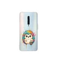 Oppo Reno 2Z ile Uyumlu Splash Kirpi Tasarımlı Şeffaf Silikon Kılıf