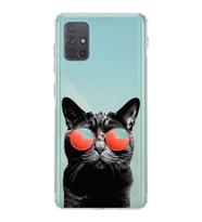 PrintiFy Samsung Galaxy A71 ile Uyumlu Kedi 3 Kamera Korumalı Şeffaf Kılıf