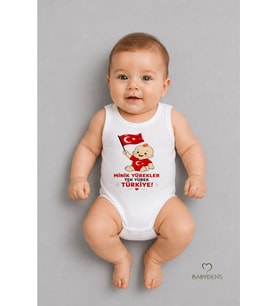 %100 Pamuk Milli Takım Taraftar Bebek Body Yenidoğan Çıtçıtlı Unisex Kolsuz Badi Türk Bayraklı Zıbın