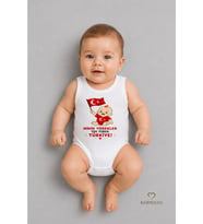%100 Pamuk Milli Takım Taraftar Bebek Body Yenidoğan Çıtçıtlı Unisex Kolsuz Badi Türk Bayraklı Zıbın