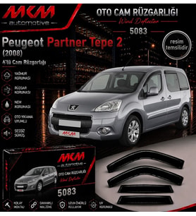 Peugeot Partner Tepe 2 (2008) 4'lü Mugen Cam Rüzgarlığı