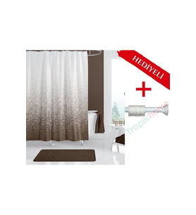 Kare Banyo Perdesi Askı Hediyeli 180x200cm Tek Kanat Duş Perdesi, Renkli Kare Desenbanyo Duş Perdesi