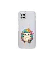 Samsung Galaxy M22 ile Uyumlu Splash Kirpi Tasarımlı Şeffaf Silikon Kılıf
