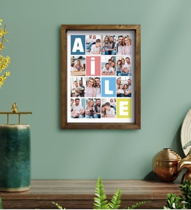 BK Gift Kişiye Özel Aile Temalı Doğal Masif Ahşap Çerçeveli Tablo 30x40cm-1