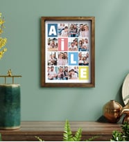 BK Gift Kişiye Özel Aile Temalı Doğal Masif Ahşap Çerçeveli Tablo 30x40cm-1