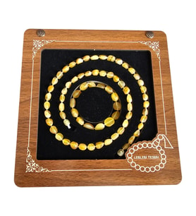 Damla Kehribar Kolye - Bileklik Set Lt1345 (Sarı)