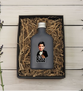 BK Gift Hediye Kutulu Kişiye Özel The Baba Karikatürlü Antrasit Tasarım Cam Şişede 200 ml Kolonya-1, Babaya Hediye, Babalar Günü Hediyeleri, Hediyelik Baskılı Kolonya