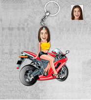 Kişiye Özel Motorcu Kadın Ahşap Anahtarlık-2