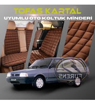Tofaş Kartal Kahverengi Renk Tay Tüyü Cepli & Terletmez Sırtlı Oto Koltuk Minder Seti - Koltuk Koruma Kılıfı (ÖN & ARKA TAM SET)