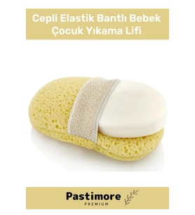 Premium Sabun Koymalı Lüx Cepli Elastik Bantlı Bebek Çocuk Yıkama Lifi Süng