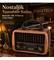 Nostaljik Taşınabilir Bluetooth Radyo – AM/FM/SW 3 Bant, USB ve TF Kart Destekli, 18650 Şarjlı Pil Uyumlu Retro Tasarım