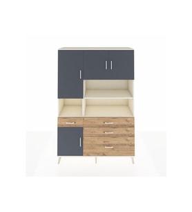 Hyperion Dolap 9 Raflı 4 Çekmeceli 4 Kapaklı 132x44x195 Aytaşı-Antrasit/Çam