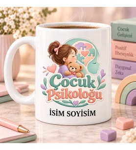 Çocuk Psikoloğu Kupa Bardak Oyuncak Ayı ve Yapboz Desenli