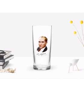 BK Home Renkli Baskılı Atatürk Temalı Rakı Bardağı-12 (Beyaz)