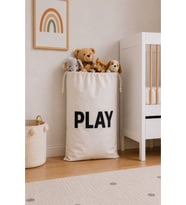 Play Desenli Kanvas %100 Pamuk Yıkanabilir Oyuncak Torbası 50X70cm