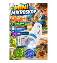 Taşınabilir LED Işıklı Cep Mikroskop 80X–200X Büyütme Mavi