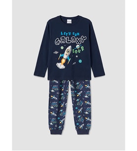LCW Kids Lacivert Baskılı Erkek Çocuk Pijama Takım