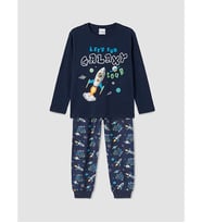 LCW Kids Lacivert Baskılı Erkek Çocuk Pijama Takım