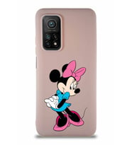 Xiaomi Mi 10T Pro Soft Premier Kapak Minnie Mouse-F Tasarımlı Silikon Kılıf - Pudra (Şeffaf)