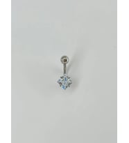 Rodyum Zirkon Taşlı Çelik Göbek - Pg0040