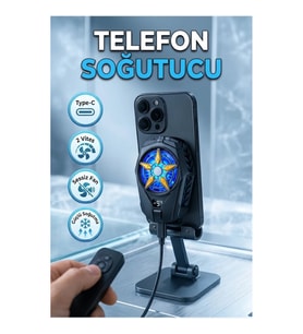 Type-C Telefon Soğutucu 2 Kademeli Sessiz Fan ve Dijital Ekran