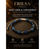 Sertifikalı Mavi Akik Terahertz Bileklik - 6 MM Doğal Taş Unisex Ayarlanabilir Şık Tasarım (Çok Renkli)