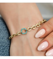 Goldium 14 Ayar Altın Mineli Altıgen Model Bileklik (Sarı)