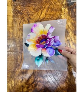 ÜTÜ İLE YAPIŞAN RENKLİ ÇİÇEK TRANSFER BASKI ARMA 19X19 CM