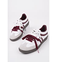 Muggo RETRO Çift Bağcıklı Günlük Kadın Sneaker Spor Ayakkabı (Bordo - Beyaz)