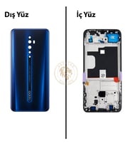 Oppo KASA Reno Z2 Kasa Mavi Reno Z2 Kasa Mavi Arka Kapak Arka Cam Batarya Kapağı Lazer Kesim Kapak Pil Kapağı Back Cover