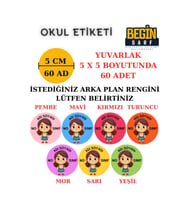 ÖĞRENCİ OKUL DEFTER KİTAP ETİKETİ İSİME ÖZEL YAPIŞKANLI ETİKET KIZ 001017