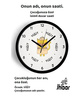 İsme Özel Kraliçe Kedi Çocuk Odası Duvar Saati Orta Boy 30 cm Siyah Camlı Sessiz