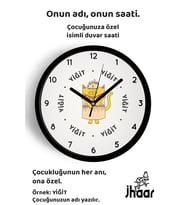 İsme Özel Kraliçe Kedi Çocuk Odası Duvar Saati Orta Boy 30 cm Siyah Camlı Sessiz