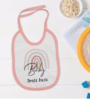 BK Kids Kişiye Özel Pembe Bebek Mama Önlüğü - Model 88
