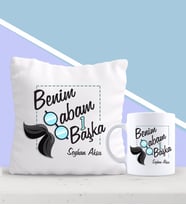 BK Gift Kişiye Özel Benim Babam 1 Başka Tasarımlı Yastık ve Kupa Seti-1 (Model 1)