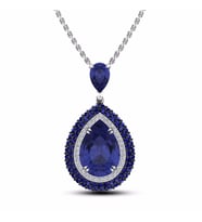 4,67 Karat Pırlantalı Tanzanit Kolye (Altın-Beyaz)