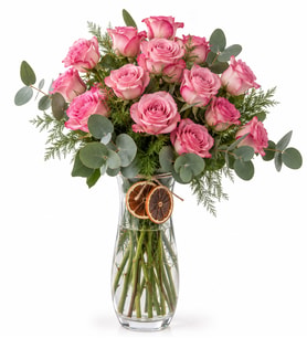 Glass Vase Pink Rose