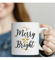 Yeni Yıl, Yılbaşı Merry Bright Baskılı Kupa Bardak